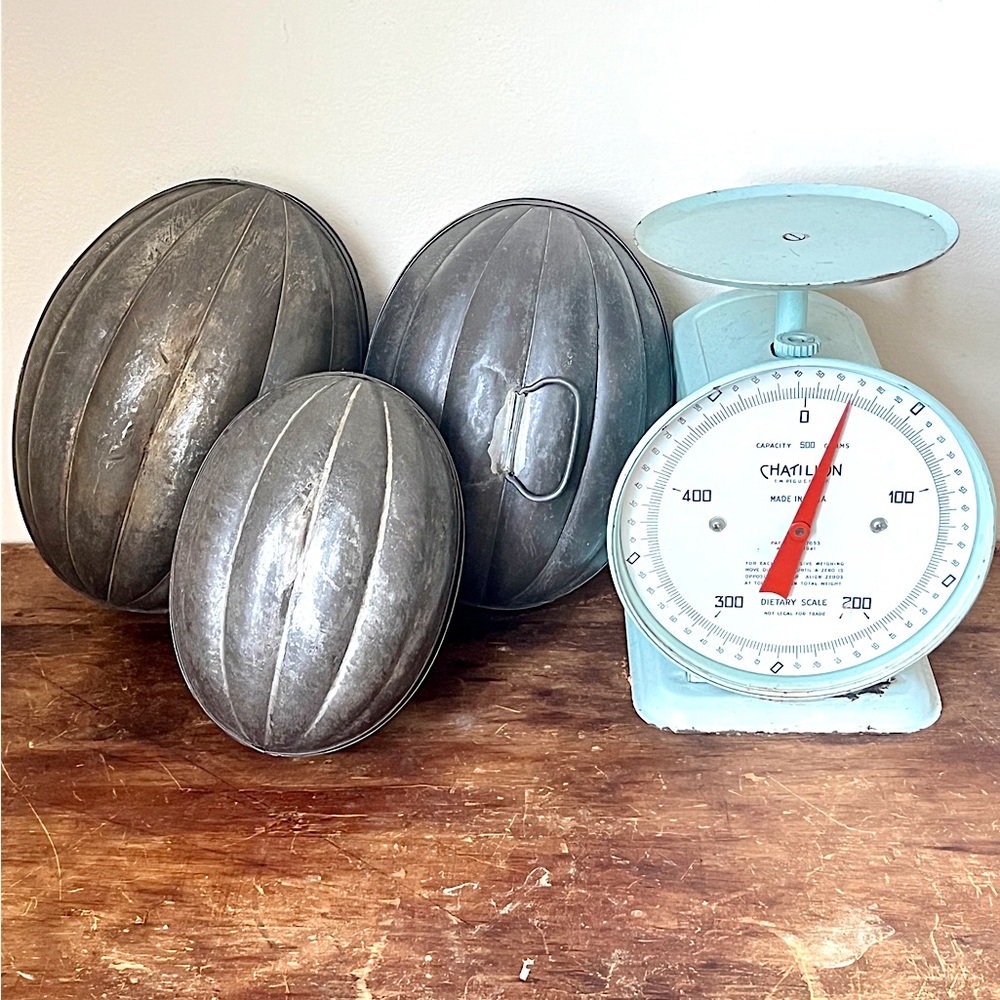 Antique Pudding Molds Nesting Melon Acorn Vintage Cake Pan Rustic Kitchen Decor